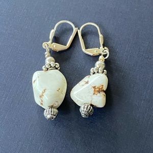 Native White Turquoise and Silver Drop Earrings